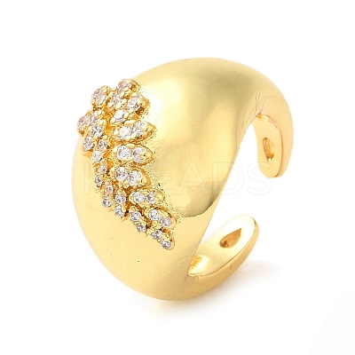 Brass Micro Pave Cubic Zirconia Cuff Rings RJEW-P102-13G-1