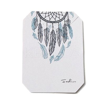 100Pcs Woven Web/Net with Feather Print Paper Jewelry Display Cards AJEW-Z021-01D-1