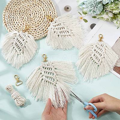 DIY Handmade Woven Cotton Bohemian Style Keychain Making Kits DIY-SC0028-16-1