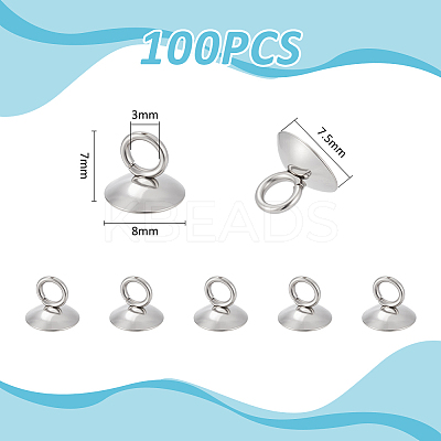 100Pcs 202 Stainless Steel Bead Cap Pendant Bails STAS-UN0034-88-1