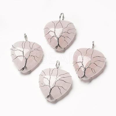 Natural Rose Quartz Pendants G-G713-F02-1