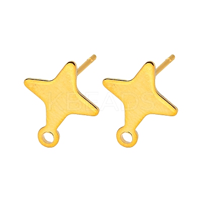 Star Shape 201 Stainless Steel Stud Earrings Findings STAS-Q251-02G-1