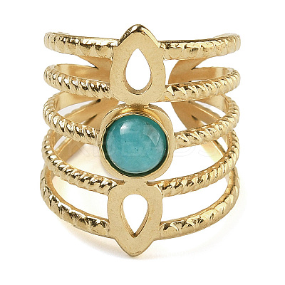 Natural Amazonite Finger Rings RJEW-U027-08G-06-1