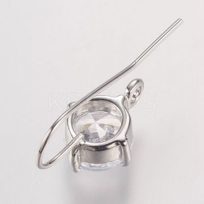 Long-Lasting Plated Brass Cubic Zirconia Earring Hooks X-KK-P085-01P-NR-1