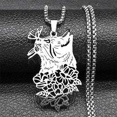 201 Stainless Steel Pendant Necklaces LS-NJEW-C066-19P-1