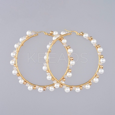 Beaded Hoop Earrings EJEW-JE03804-1