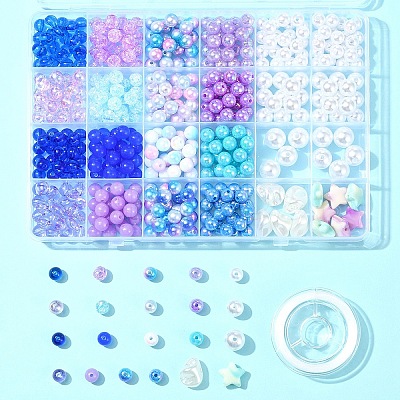 DIY Round Acrylic & ABS Plastic Imitation Pearl Beads Bracelets Jewelry Making Kits DIY-FS0007-42-1