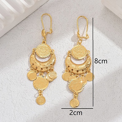 Vintage Middle Eastern Ramadan Moon Tassel Earrings Women's Ear Accessories. NP0210-1