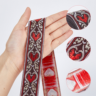 Ethnic style Embroidery Polyester Ribbons OCOR-WH0077-27B-1