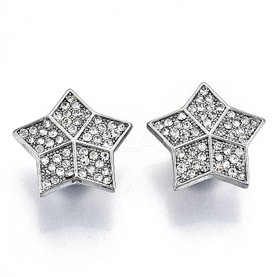 Brass Micro Pave Clear Cubic Zirconia Magnetic Clasps KK-N232-140P-NF-1