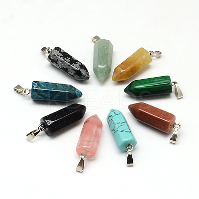 Pencil Natural & Synthetic Mixed Stone Point Pendants G-R220-28-1