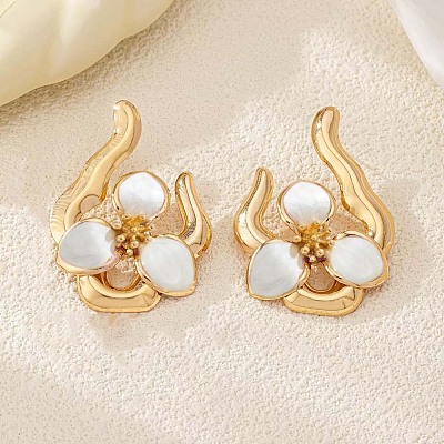 Flower Iron Enamel Stud Earrings FS-WG40D44-06-1