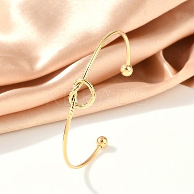 Ion Plating(IP) 304 Stainless Steel Knot Cuff Bangles for Women BJEW-M233-04G-1