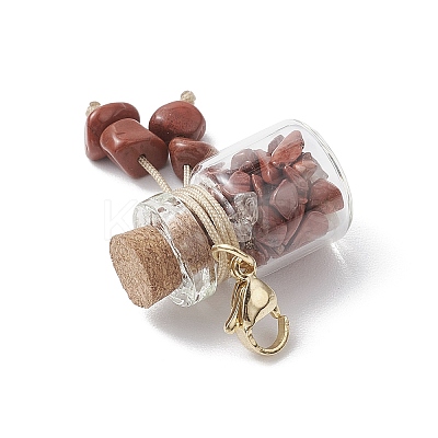 Chakra Natural & Synthetic Gemstone Chip inside Glass Wishing Bottle Pendants Decorations HJEW-JM01892-1