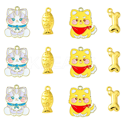 20Pcs 4 Styles Alloy Enamel Pendants ENAM-CJ0004-48-1