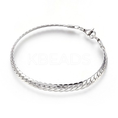Tarnish Resistant 304 Stainless Steel Curb Chain Bracelets BJEW-L636-02A-P-1
