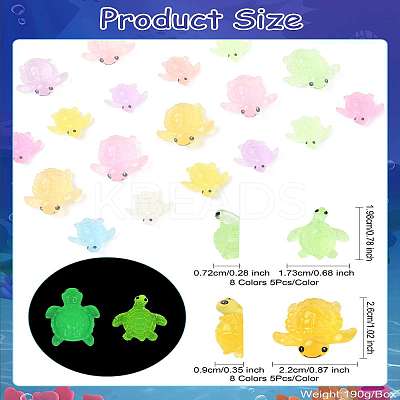 80Pcs 16 Styles Luminous Resin Sea Turtle Figurine Decoration FIND-CJ0003-49-1