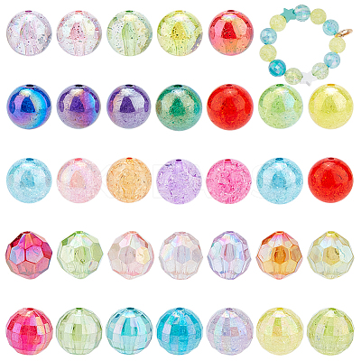 50Pcs 5 Style AB Color Plated Transparent Acrylic Beads OACR-PH0001-96-1