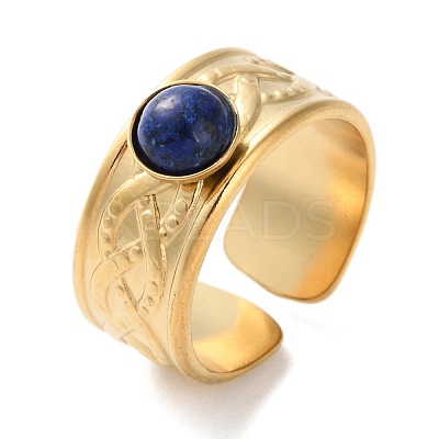 Round Natural & Synthetic Gemstone Finger Rings RJEW-Q004-06G-1