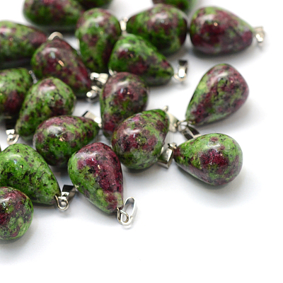 Teardrop Natural Ruby in Zoisite Pendants G-Q435-25-1
