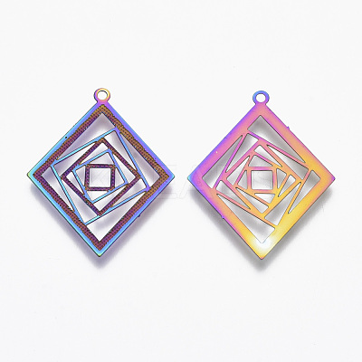Ion Plating(IP) 304 Stainless Steel Filigree Pendants X-STAS-T057-04-1