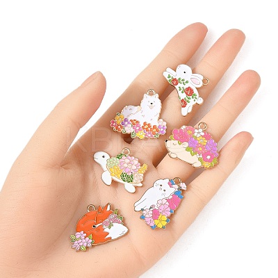 6Pcs 6 Styles Alloy Enamel Pendants ENAM-FP0002-67-1