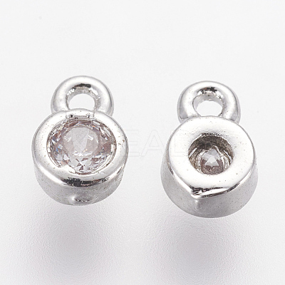 Brass Clear Cubic Zirconia Charms X-ZIRC-P068-01P-1
