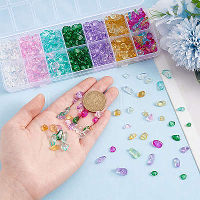 84G 7 Colors Spray Painted Transparent Glass Beads Strands GLAA-GO0001-18-1