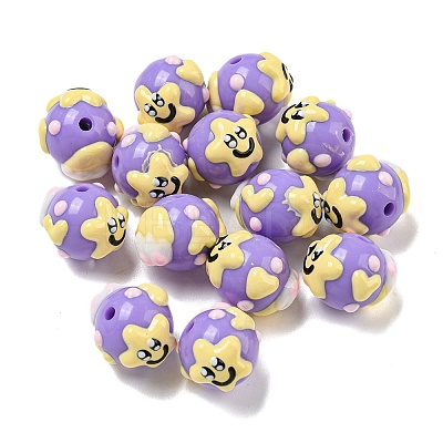 Hand Painted Opaque Acrylic with Enamel Beads LS-MACR-D031-04C-1