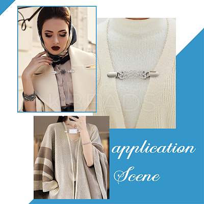 8Pcs 8 Styles Rectangle Zinc Alloy & Rhinestone Cardigan Clips JEWB-HY0001-39-1