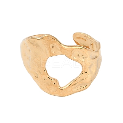 304 Stainless Steel Textured Open Cuff Rings RJEW-C095-08A-G-1