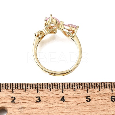 Brass Micro Pave Clear Cubic Zirconia Cuff Open Rings CU-CBA5C10-15G-1