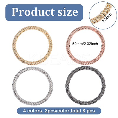 8Pcs 4 Colors Steel Wire Wrap Chain Stretch Bracelets Set BJEW-BC0001-21-1