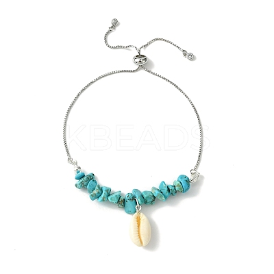 Natural Shell Charms Slider Bracelet BJEW-TA00365-02-1