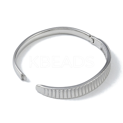 Non-Tarnish 304 Stainless Steel Grooved Hinged Bangles for Women BJEW-U002-10P-1