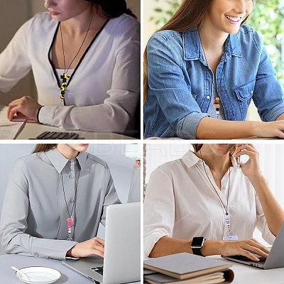 2Pcs Silicone Name Card Holder Strap NJEW-SW00043-02-1