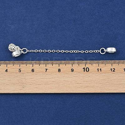 Brass Pave Clear Cubic Zirconia European Safety Chains with Charms KK-L236-15D-S-1