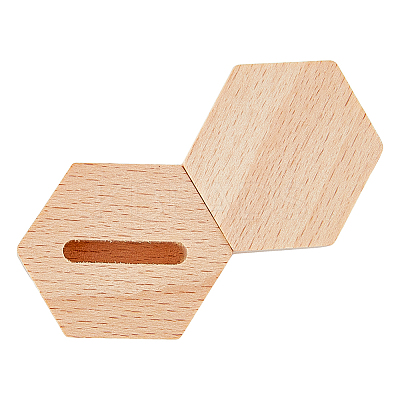 Hexagon Wood Ring Display Pedestals RDIS-WH0011-22-1