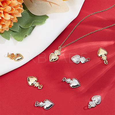 8Pcs 4 Style Rack Plating Brass Micro Pave Cubic Zirconia Pendants KK-BBC0012-99-1