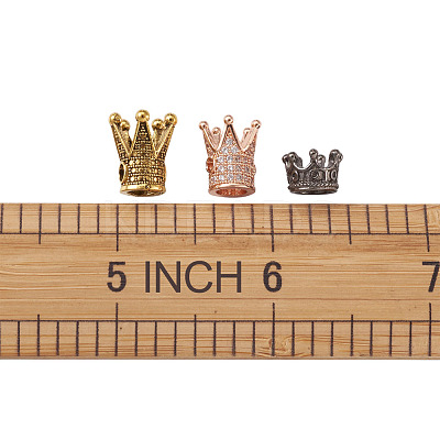 Brass Micro Pave Cubic Zirconia Beads ZIRC-TA0001-07-1