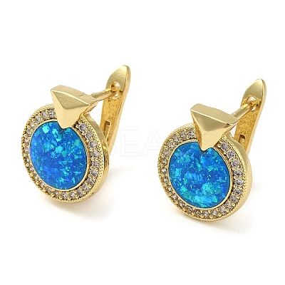 Rack Plating Brass Synthetic Opal Hoop Earrings for Women EJEW-P277-03A-G-1