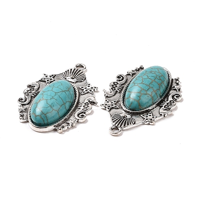 Synthetic Turquoise Pendants PALLOY-K001-043-1