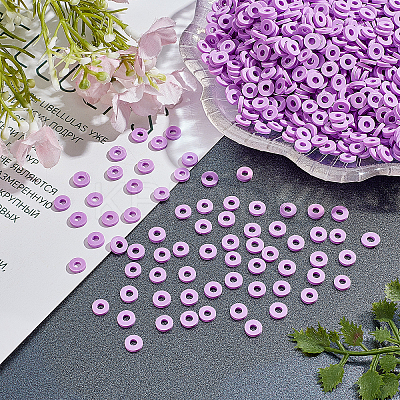 10 Strands Flat Round Handmade Polymer Clay Beads CLAY-PH0001-44T-1