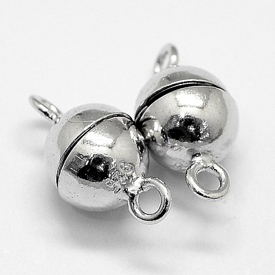 Anti-Tarnish Rhodium Plated 925 Sterling Silver Magnetic Clasps STER-A102-011P-6mm-1