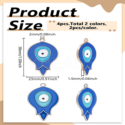 4Pcs 2 Colors Alloy Enamel Pendants ENAM-LP0002-12-1