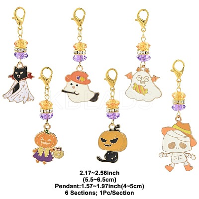 6Pcs Alloy Enamel Pendant Decorations HJEW-FS00059-1