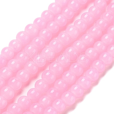 Baking Paint Imitation Jade Glass Round Bead Strands DGLA-XCP0001-25-1