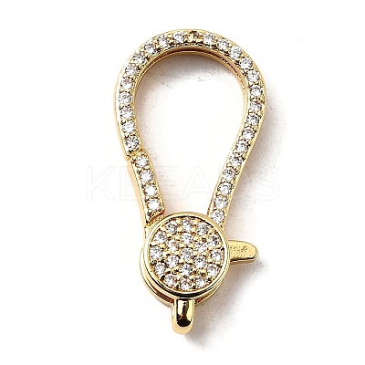 Brass Clear Cubic Zirconia Lobster Claw Clasps KK-Z078-47A-G-1