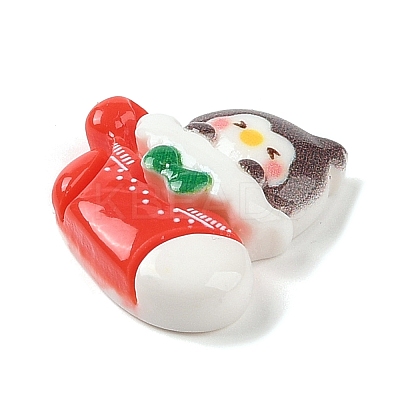 Animal Christmas Socking Theme Opaque Resin Decoden Cabochons RESI-S397-03B-1