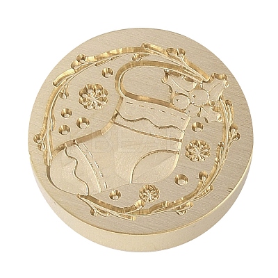 Christmas Series Wax Seal Brass Stamp Head AJEW-M037-01G-11-1